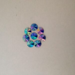 Pack of 30 10mm Round Blue AB Sew On (Acrylic)
