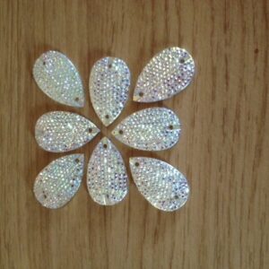 17mm x 28mm Fancy Teardrop Crystal AB Sew On Jewellery Stone (Acryllic)