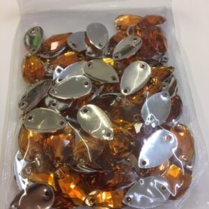 Pack of 100 11mm x 18mm Teardrop Orange Sew On (Acryllic)