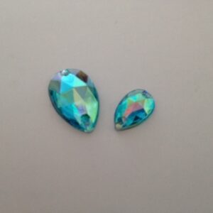 Pack of 20 11mm x 18mm Teardrop Aqua AB Sew On (Acryllic)