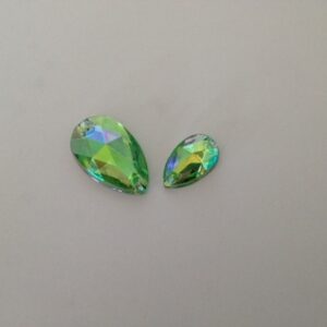 Pack of 30 7mm x 12mm Teardrop Green AB Sew On (Acryllic)