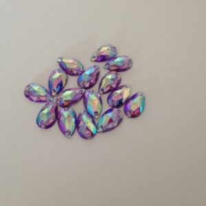 Pack of 30 7mm x 12mm Teardrop Purple AB Sew On (Acryllic)