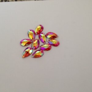 Pack of 30 7mm x 12mm Teardrop Red AB Sew On (Acryllic)
