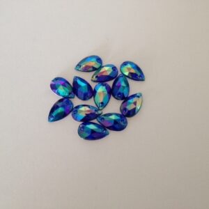 Pack of 30 7mm x 12mm Teardrop Sapphire AB Sew On (Acryllic)
