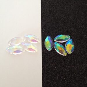 Pack of 30 Transparent AB 16mmx8mm Navette Sew/Glue On Rhinestones (Acrylic)