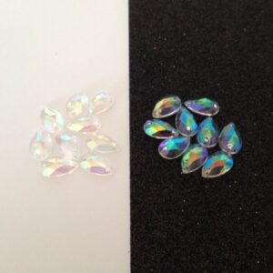 Pack of 30 Transparent AB 12mmx7mm Teardrop Sew/Glue Rhinestones On (Acrylic)
